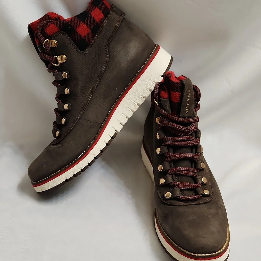 Cole Haan Grand Explore Brown and Red Suede Boots (W Size 7.5)